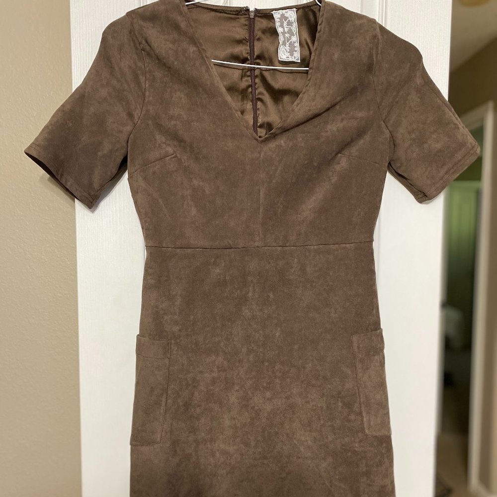 Sadie & Sage Saddle Tan Suede Short Sleeve Dress